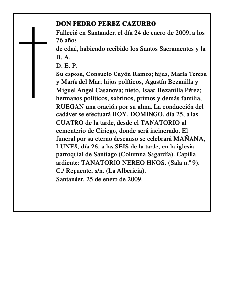 DON PEDRO PEREZ CAZURRO
