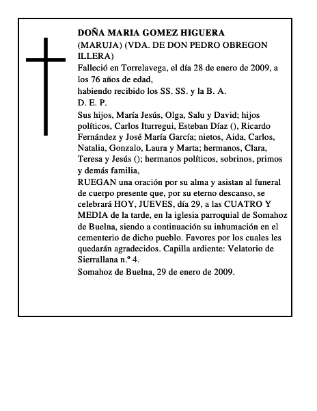 DOÑA MARIA GOMEZ HIGUERA