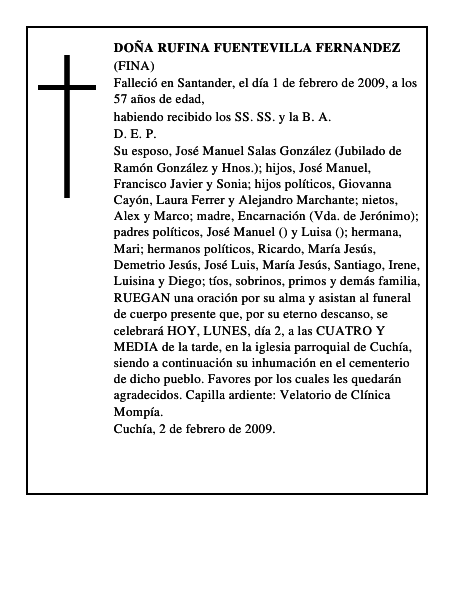 DOÑA RUFINA FUENTEVILLA FERNANDEZ