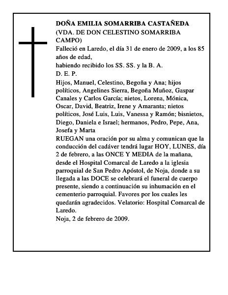 DOÑA EMILIA SOMARRIBA CASTAÑEDA