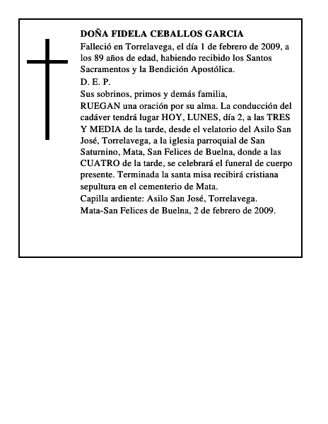DOÑA FIDELA CEBALLOS GARCIA