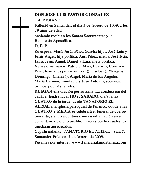 DON JOSE LUIS PASTOR GONZALEZ