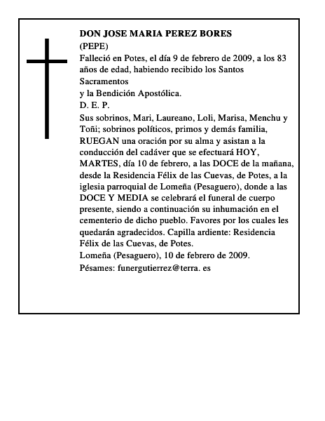 DON JOSE MARIA PEREZ BORES
