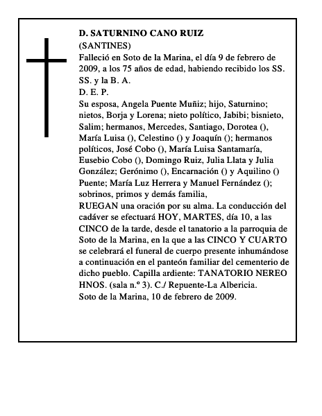 D. SATURNINO CANO RUIZ