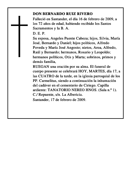 DON BERNARDO RUIZ RIVERO