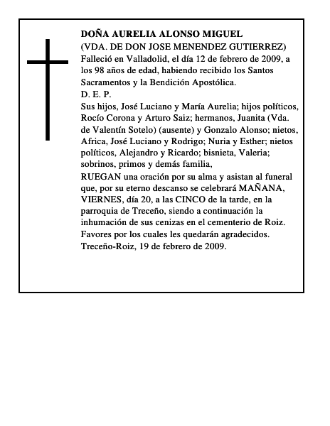 DOÑA AURELIA ALONSO MIGUEL