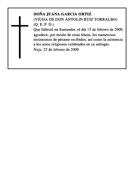 DOÑA JUANA GARCIA ORTIZ