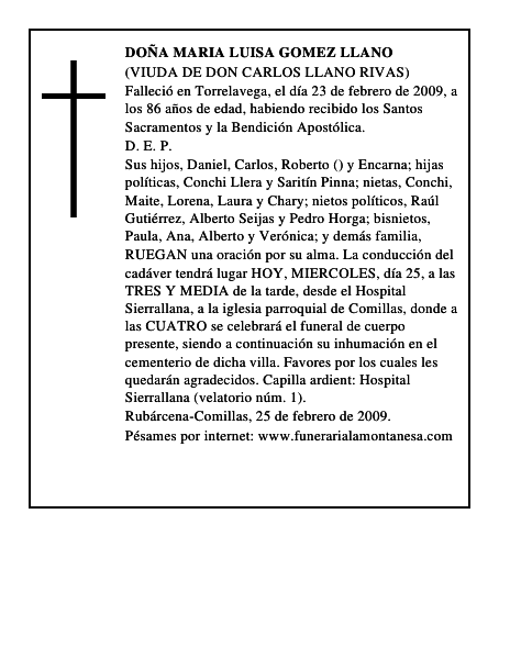 DOÑA MARIA LUISA GOMEZ LLANO