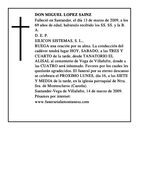 DON MIGUEL LOPEZ SAINZ