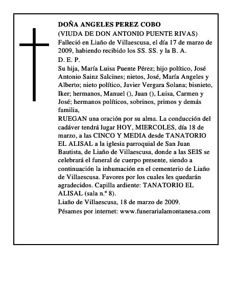 DOÑA ANGELES PEREZ COBO