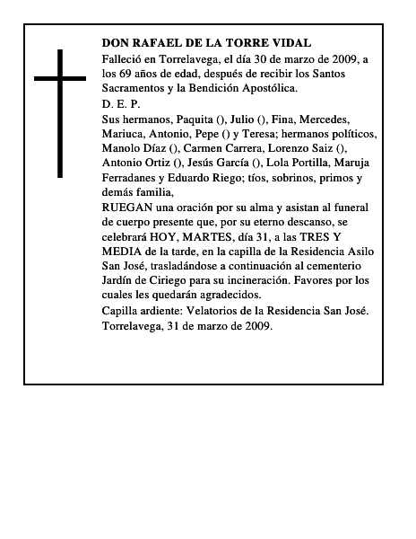 DON RAFAEL DE LA TORRE VIDAL