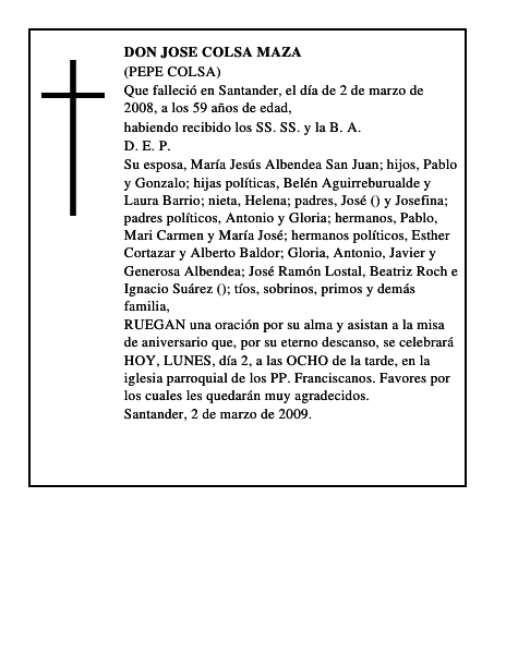 DON JOSE COLSA MAZA