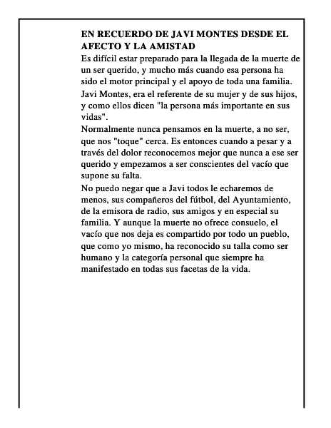 En recuerdo de Javi Montes desde el afecto y la amistad