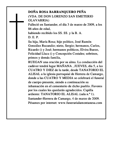 DOÑA ROSA BARRANQUERO PEÑA
