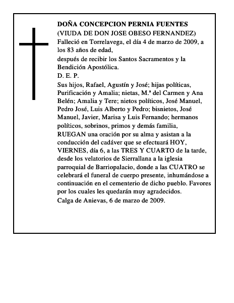 DOÑA CONCEPCION PERNIA FUENTES
