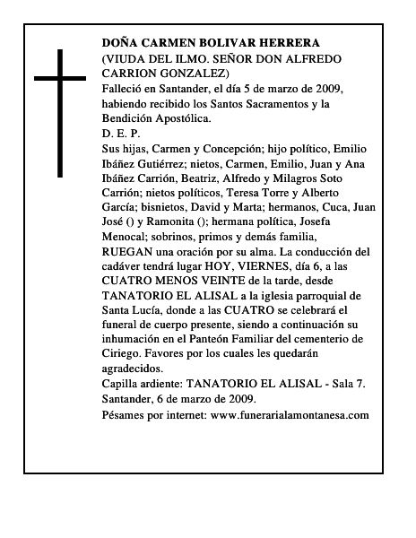 DOÑA CARMEN BOLIVAR HERRERA