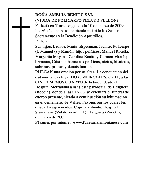 DOÑA AMELIA BENITO SAL