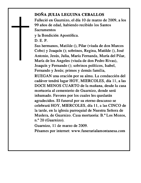 DOÑA JULIA LEGUINA CEBALLOS