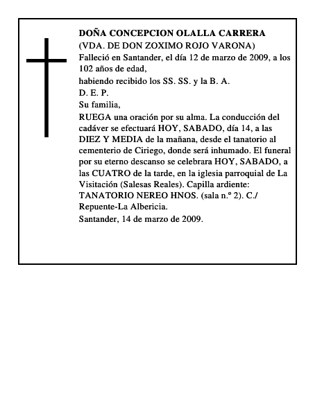 DOÑA CONCEPCION OLALLA CARRERA