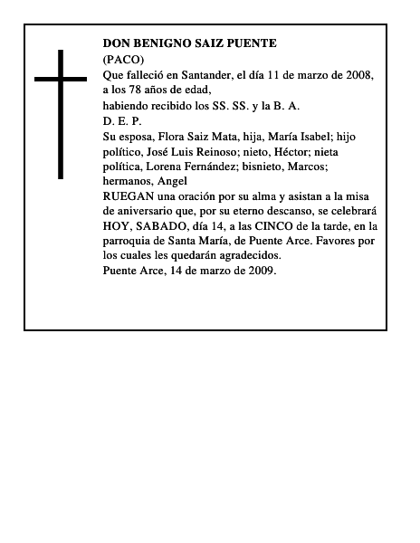 DON BENIGNO SAIZ PUENTE