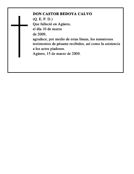 DON CASTOR BEDOYA CALVO