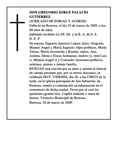DON GREGORIO JORGE PALACIO GUTIERREZ