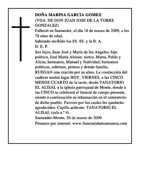 DOÑA MARINA GARCIA GOMEZ