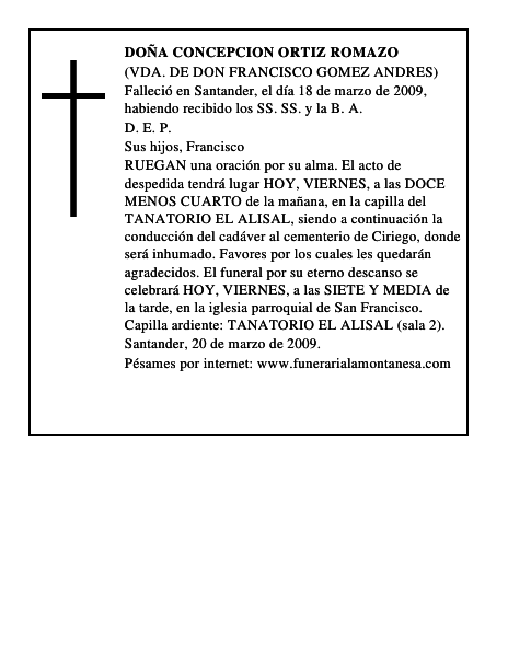 DOÑA CONCEPCION ORTIZ ROMAZO