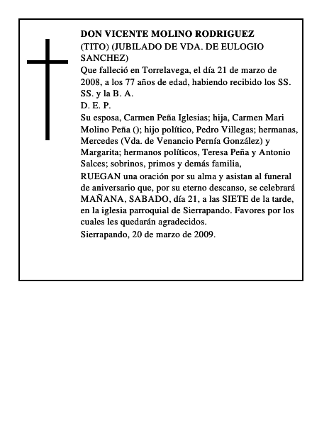 DON VICENTE MOLINO RODRIGUEZ