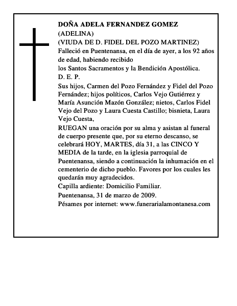 DOÑA ADELA FERNANDEZ GOMEZ