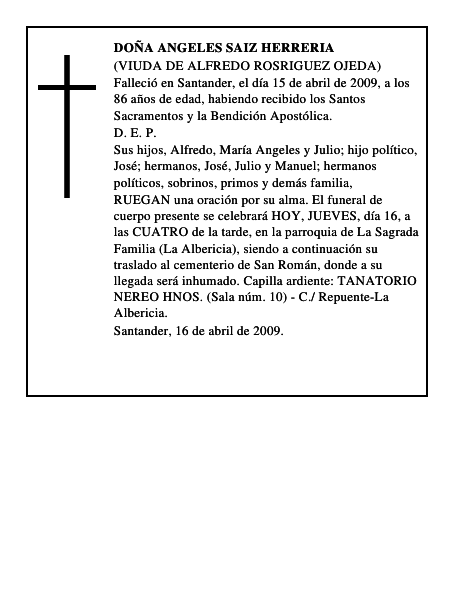 DOÑA ANGELES SAIZ HERRERIA