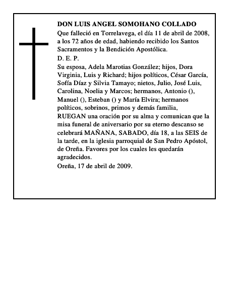 DON LUIS ANGEL SOMOHANO COLLADO