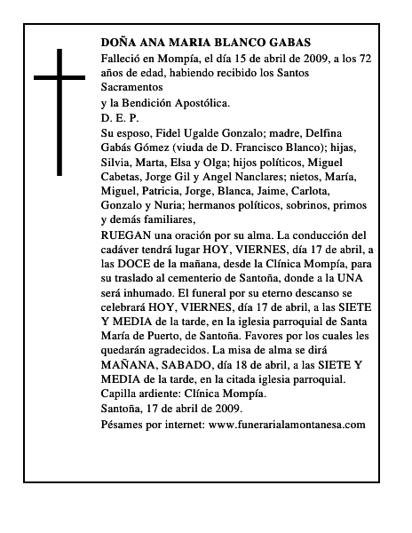 DOÑA ANA MARIA BLANCO GABAS