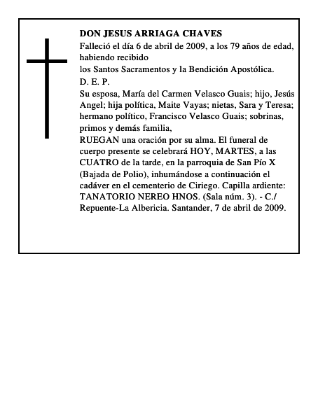 DON JESUS ARRIAGA CHAVES