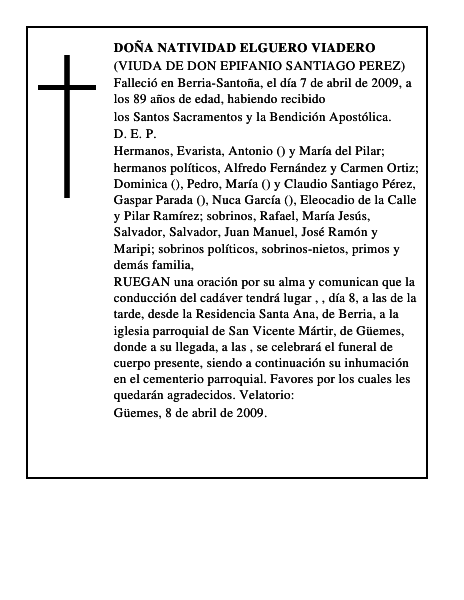 DOÑA NATIVIDAD ELGUERO VIADERO