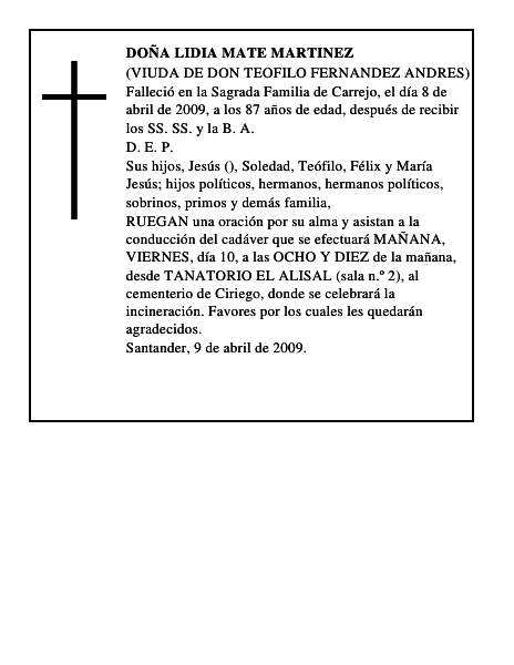 DOÑA LIDIA MATE MARTINEZ