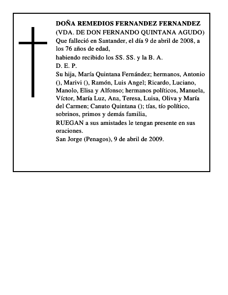 DOÑA REMEDIOS FERNANDEZ FERNANDEZ