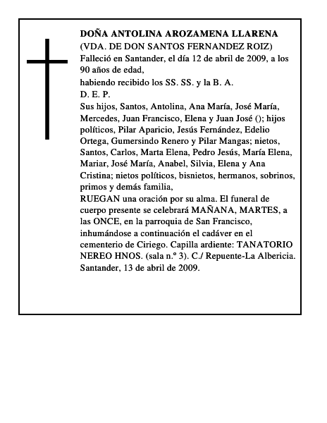 DOÑA ANTOLINA AROZAMENA LLARENA