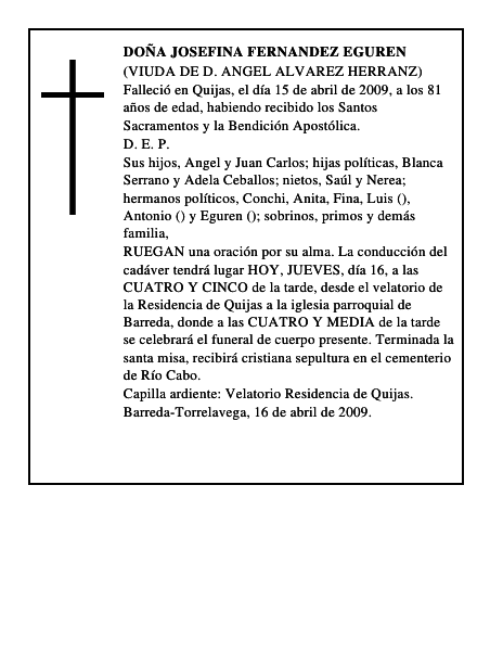 DOÑA JOSEFINA FERNANDEZ EGUREN