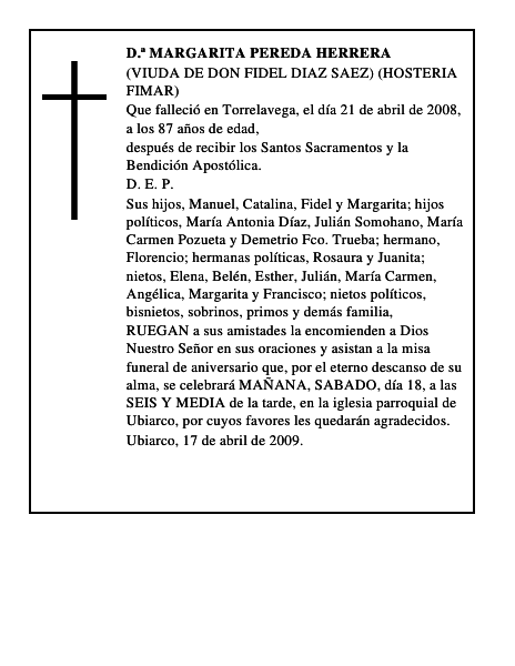 D.ª MARGARITA PEREDA HERRERA