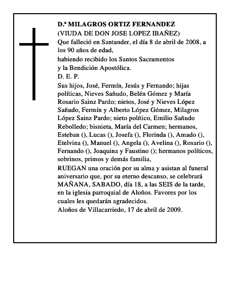 D.ª MILAGROS ORTIZ FERNANDEZ