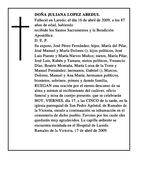 DOÑA JULIANA LOPEZ ABEDUL
