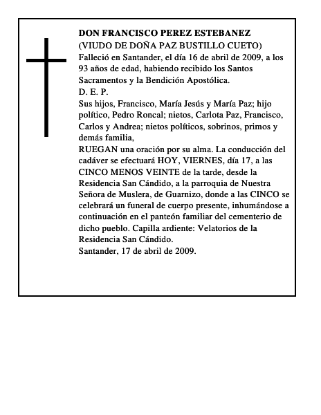 DON FRANCISCO PEREZ ESTEBANEZ