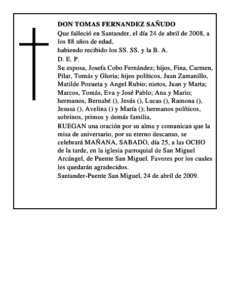 DON TOMAS FERNANDEZ SAÑUDO