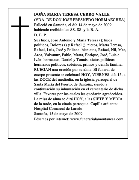 DOÑA MARIA TERESA CERRO VALLE