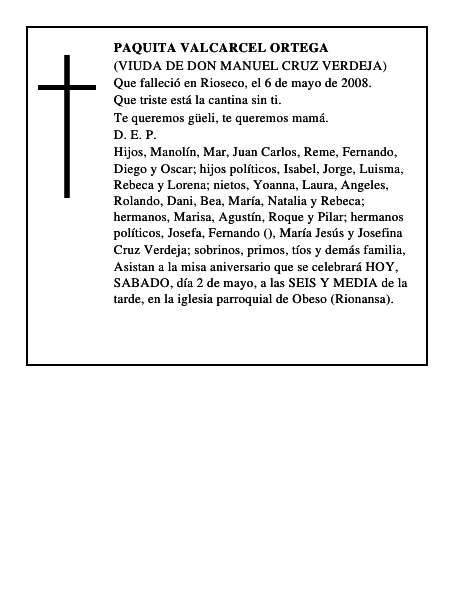 PAQUITA VALCARCEL ORTEGA