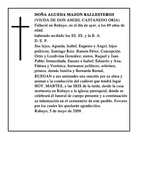 DOÑA AGUEDA MAZON BALLESTEROS