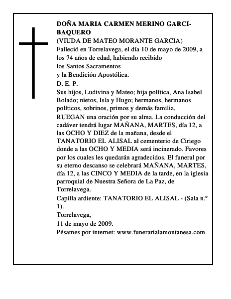 DOÑA MARIA CARMEN MERINO GARCI-BAQUERO