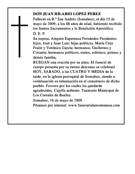 DON JUAN HILARIO LOPEZ PEREZ