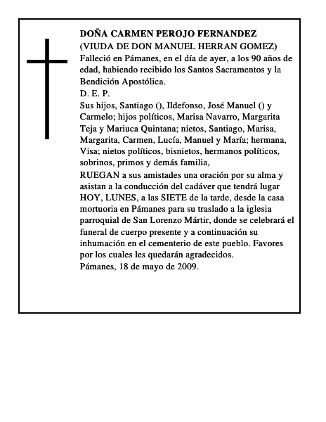 DOÑA CARMEN PEROJO FERNANDEZ